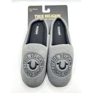 True Religion Lounge Ware Gray Slippers Warm Indoor Outdoor Men's Size 9 - 13